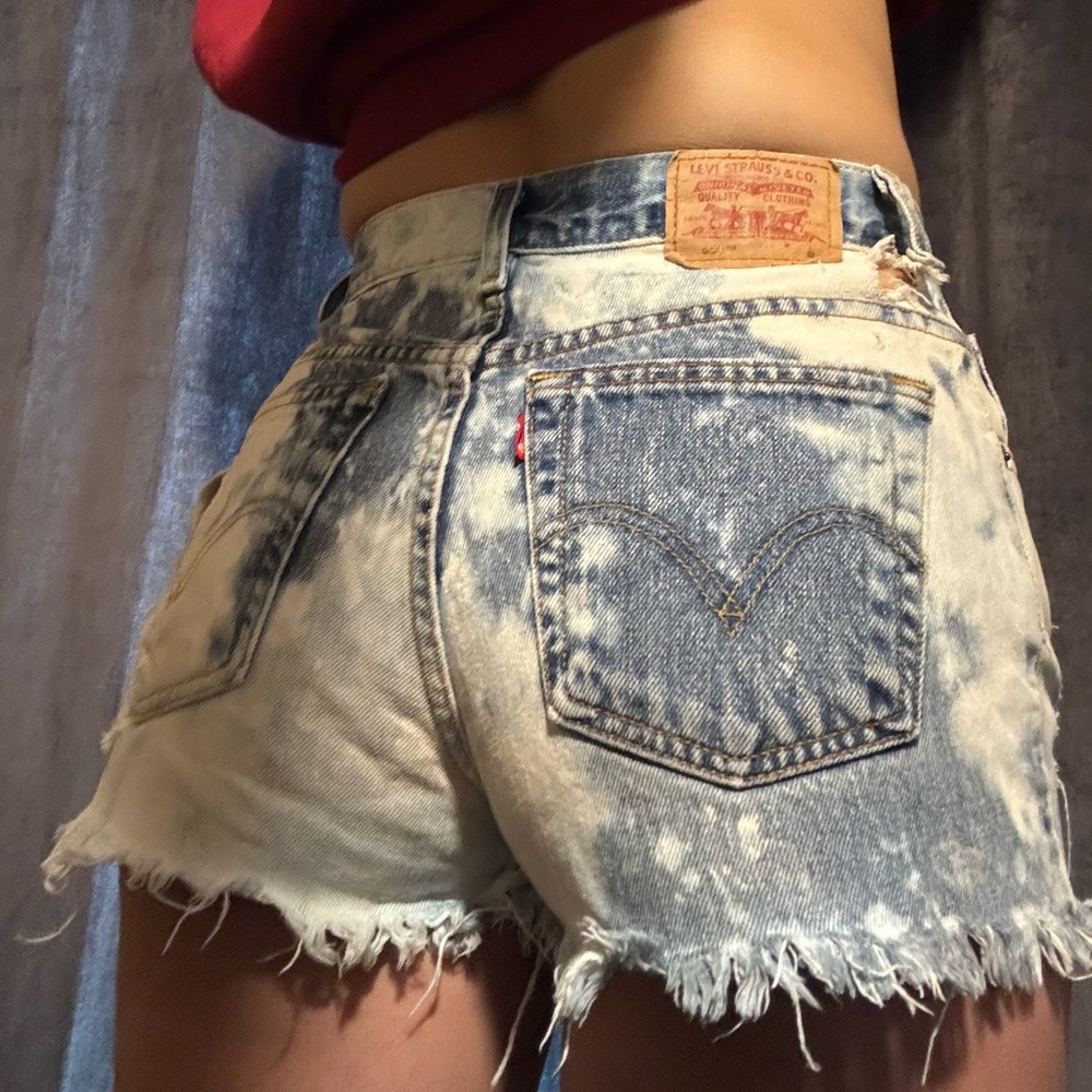 Levi's Distressed Blue and White 550s Jean Shorts